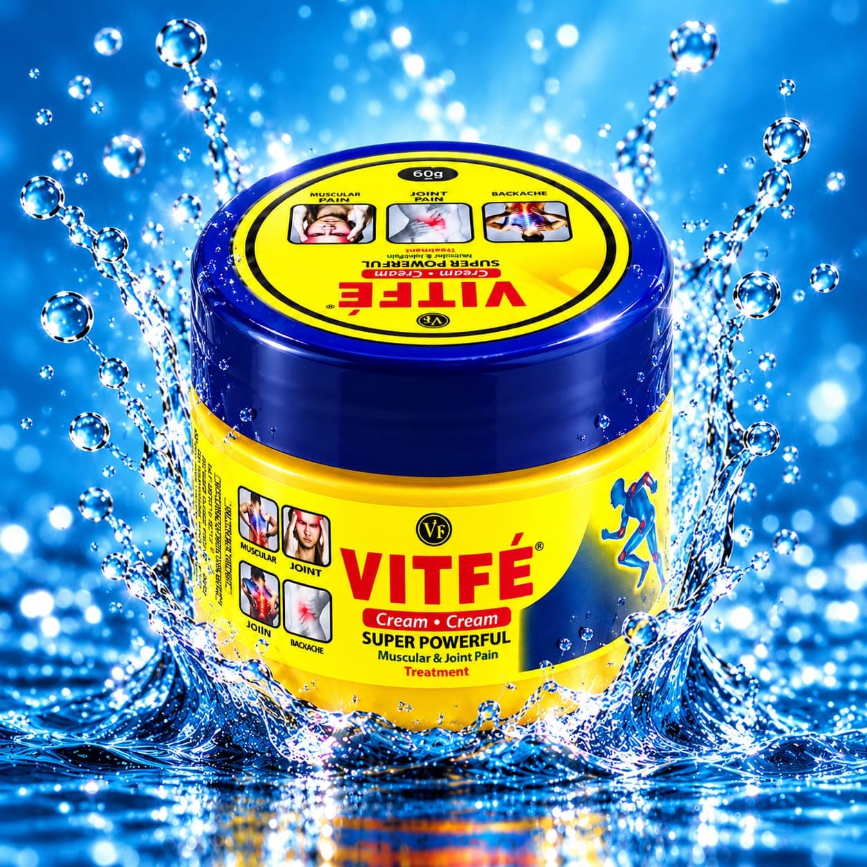 VITFÉ massage cream jar in a splash of water